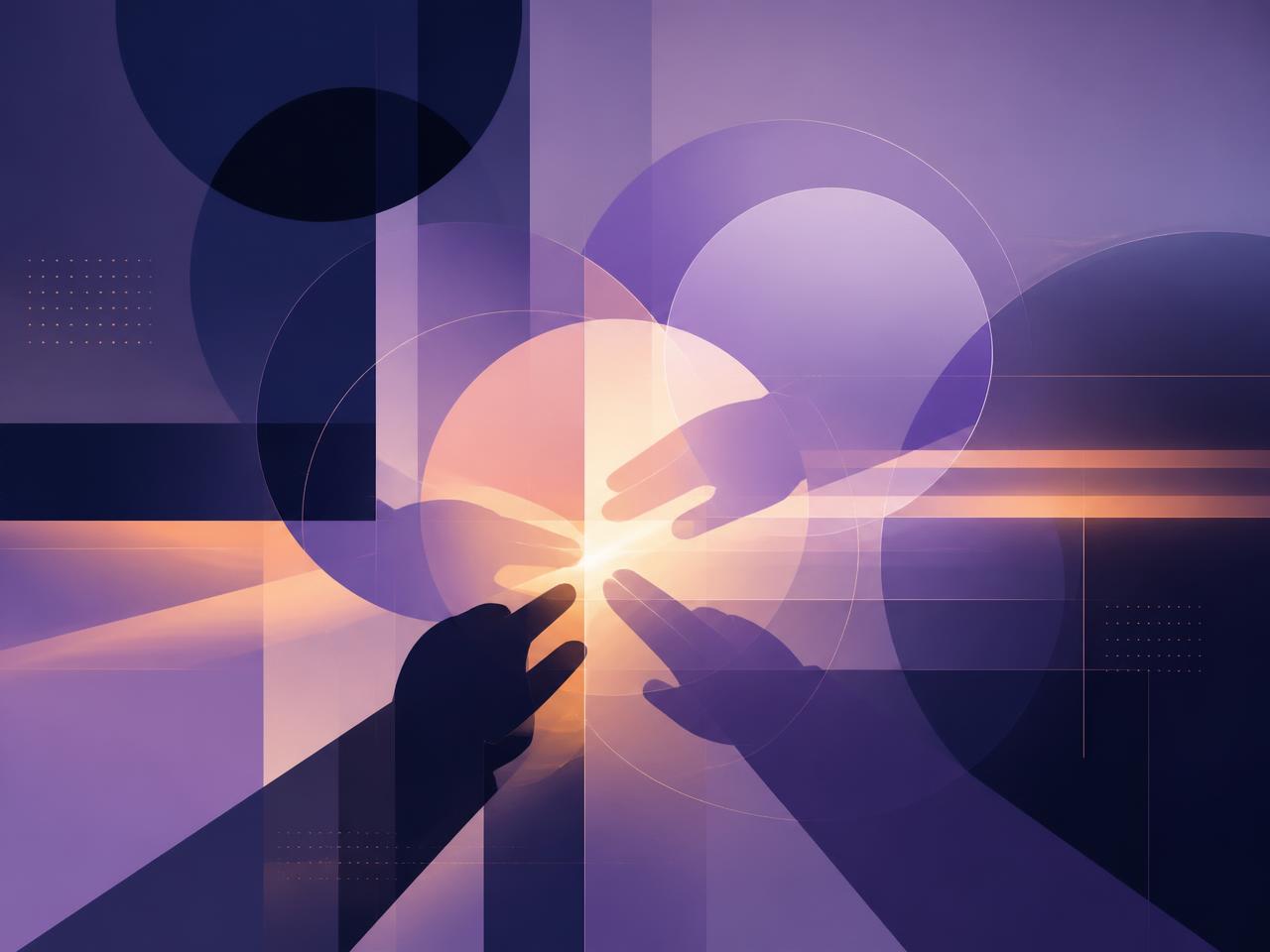 Abstract violet and navy composition representing connected business systems